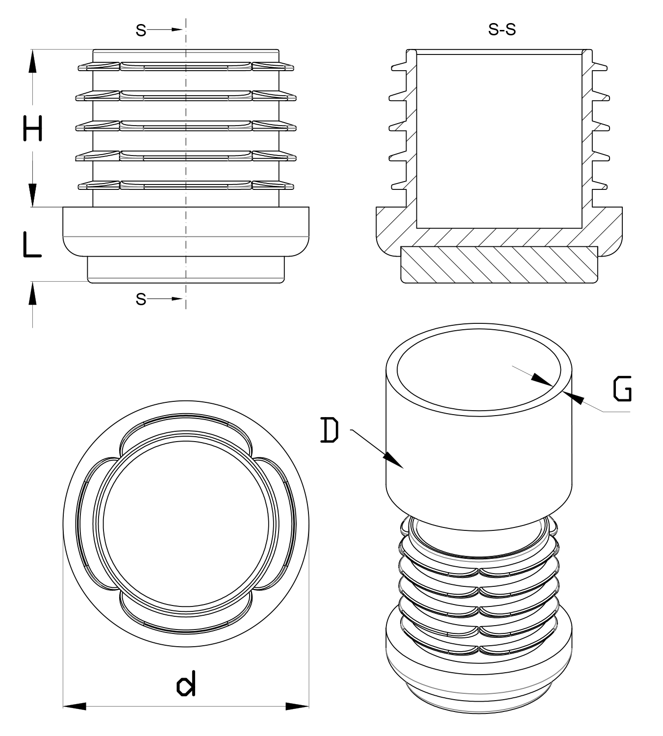 Pasacables redondo para mesa - ISC Plastic Parts