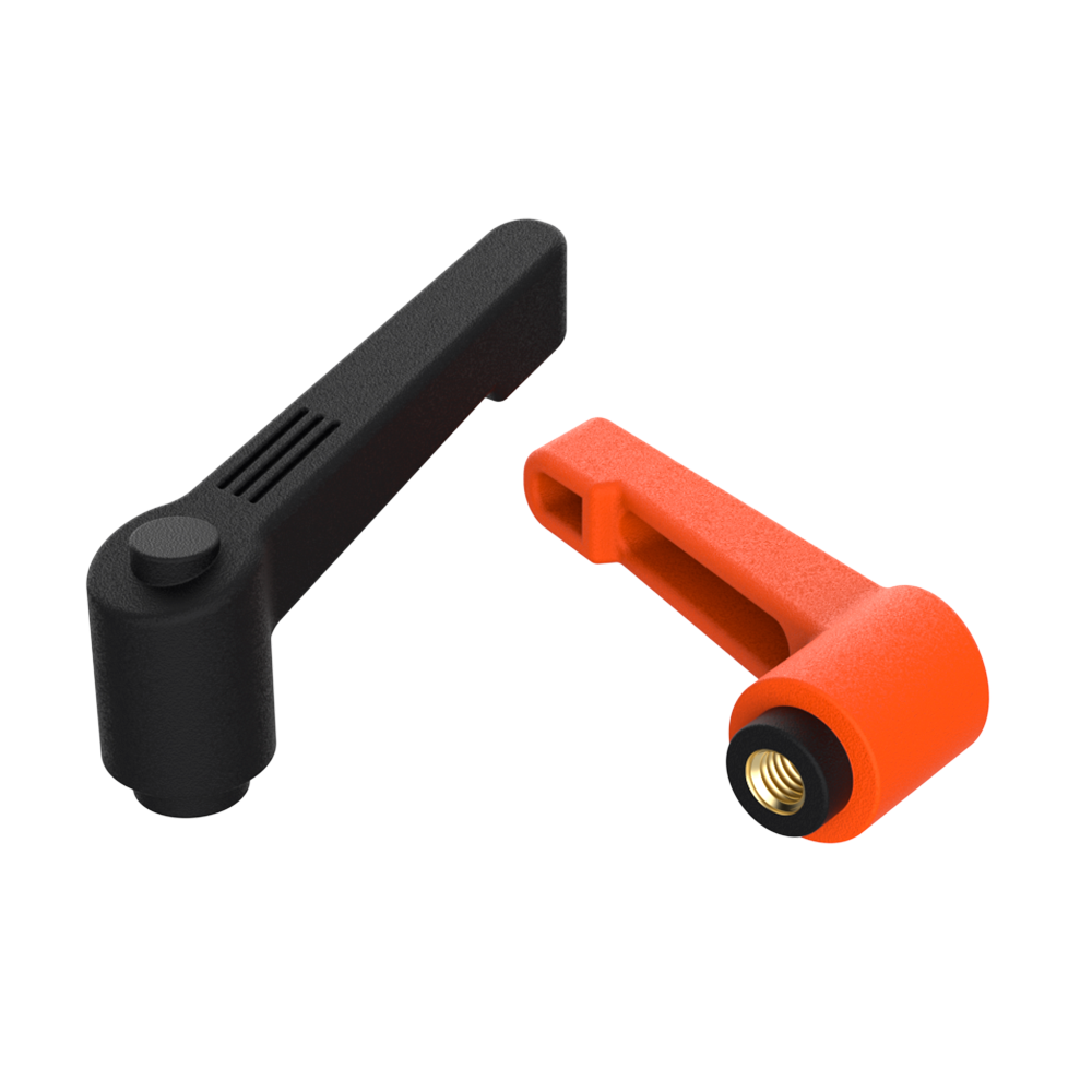 Adjustable female clamping lever with push button