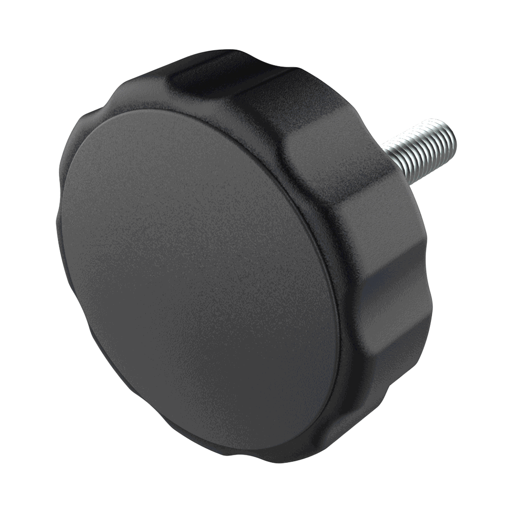 Bouton de préhension mâle tête moletée en couleurs Bouton de préhension mâle tête moletée en couleurs