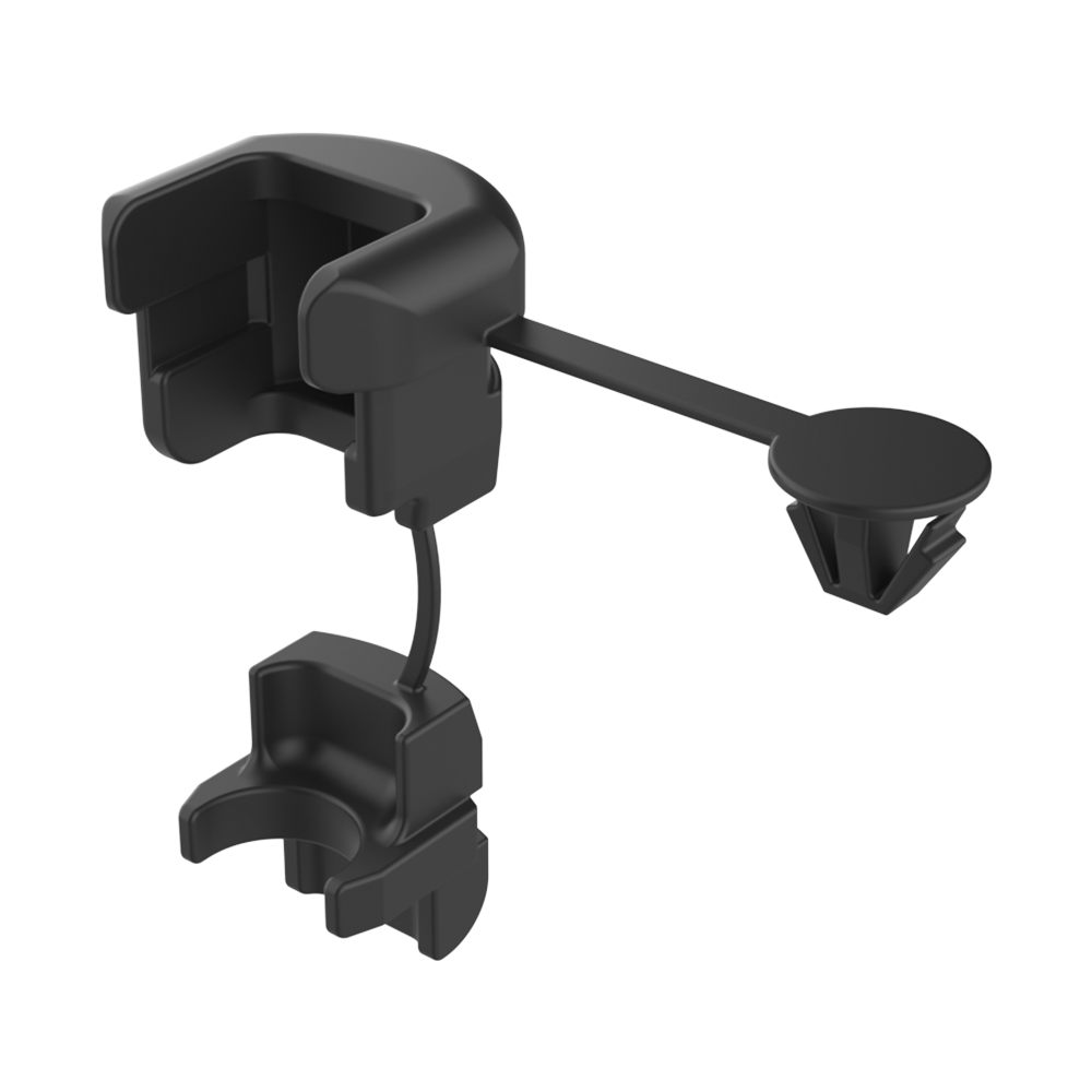Strain relief bushing with panel anchoring for round cables