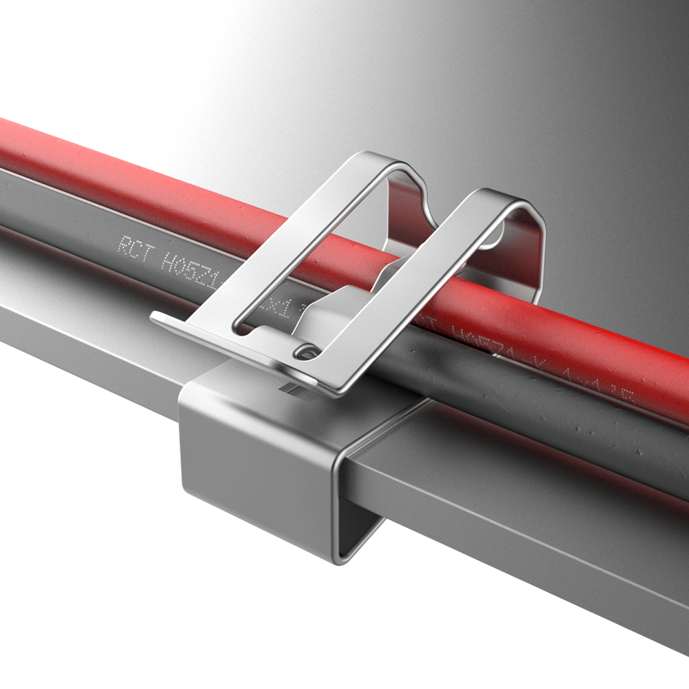 Panel edge clip for two homogeneous cables