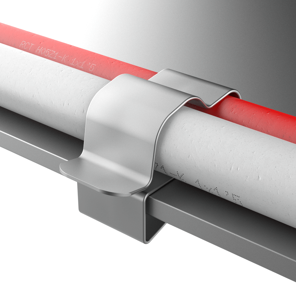 Panel edge clip for two heterogeneous cables