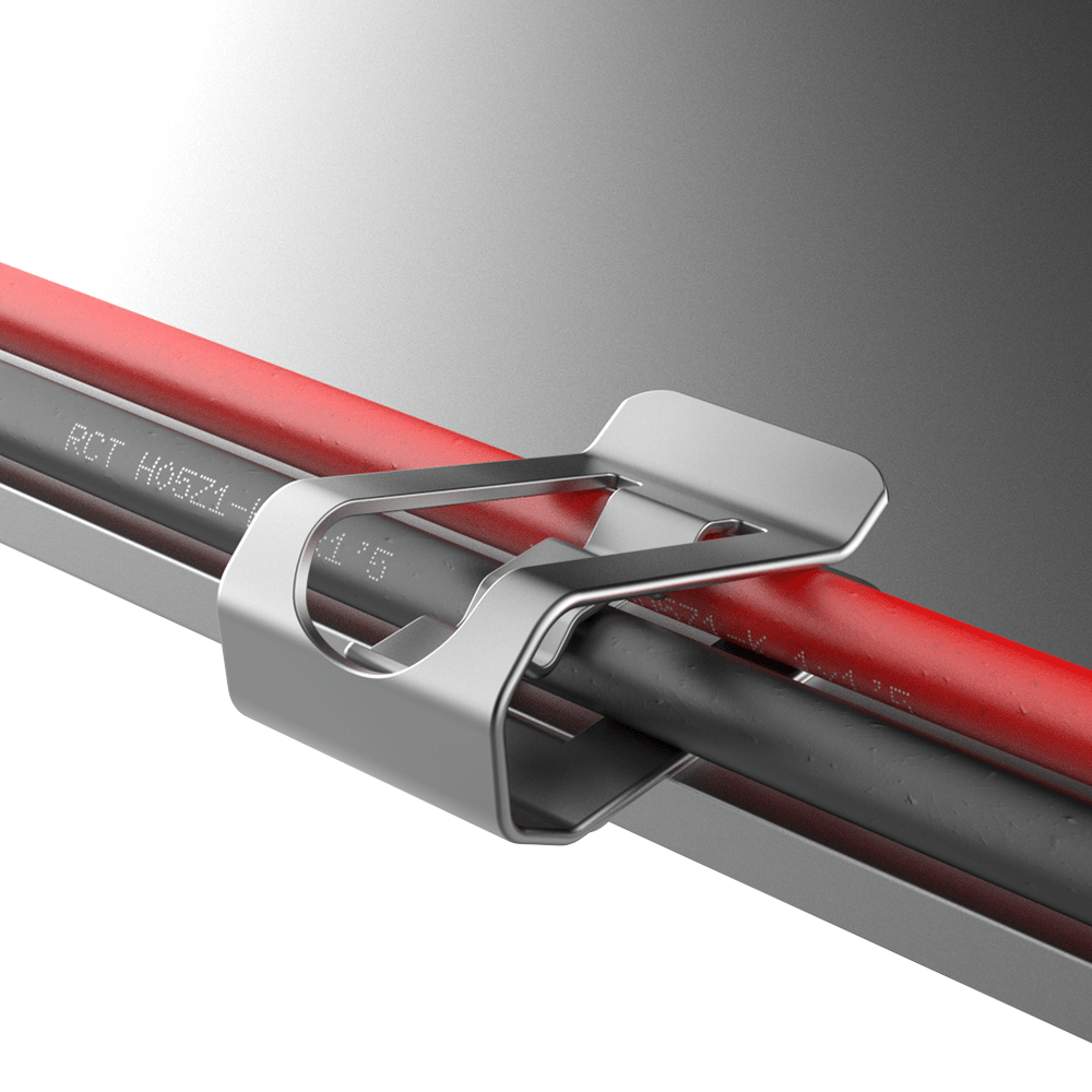 Inside panel edge clip for two homogeneous cables