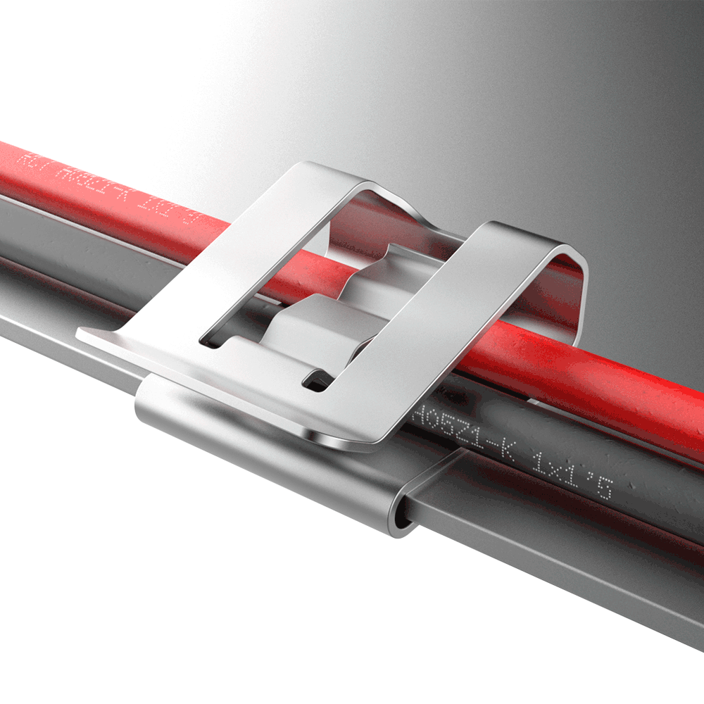 Bidirectional panel edge clip for two homogeneous cables