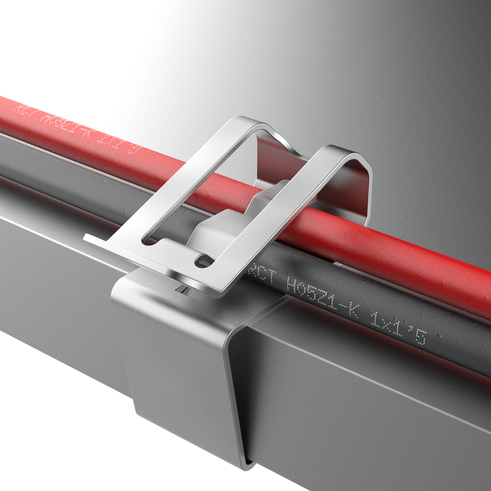 Special panel edge clip for two homogeneous cables
