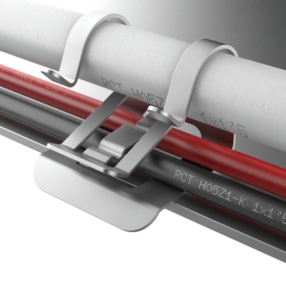 Panel edge clip for three heterogeneous cables
