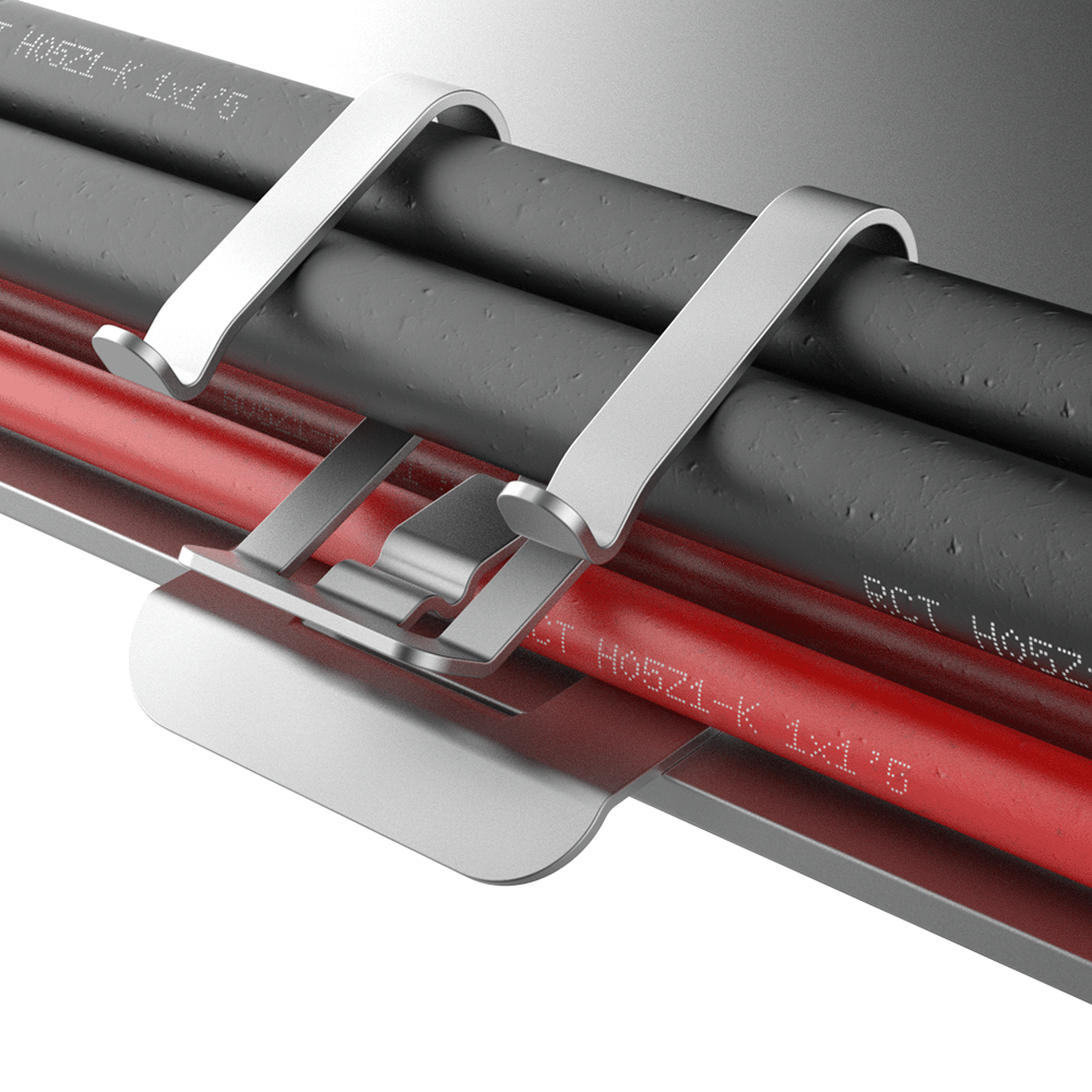 Panel edge clip for four homogeneous cables