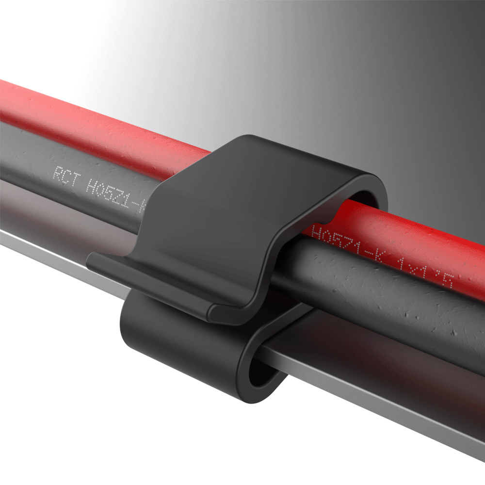 Panel edge clip for one/two homogeneous cables